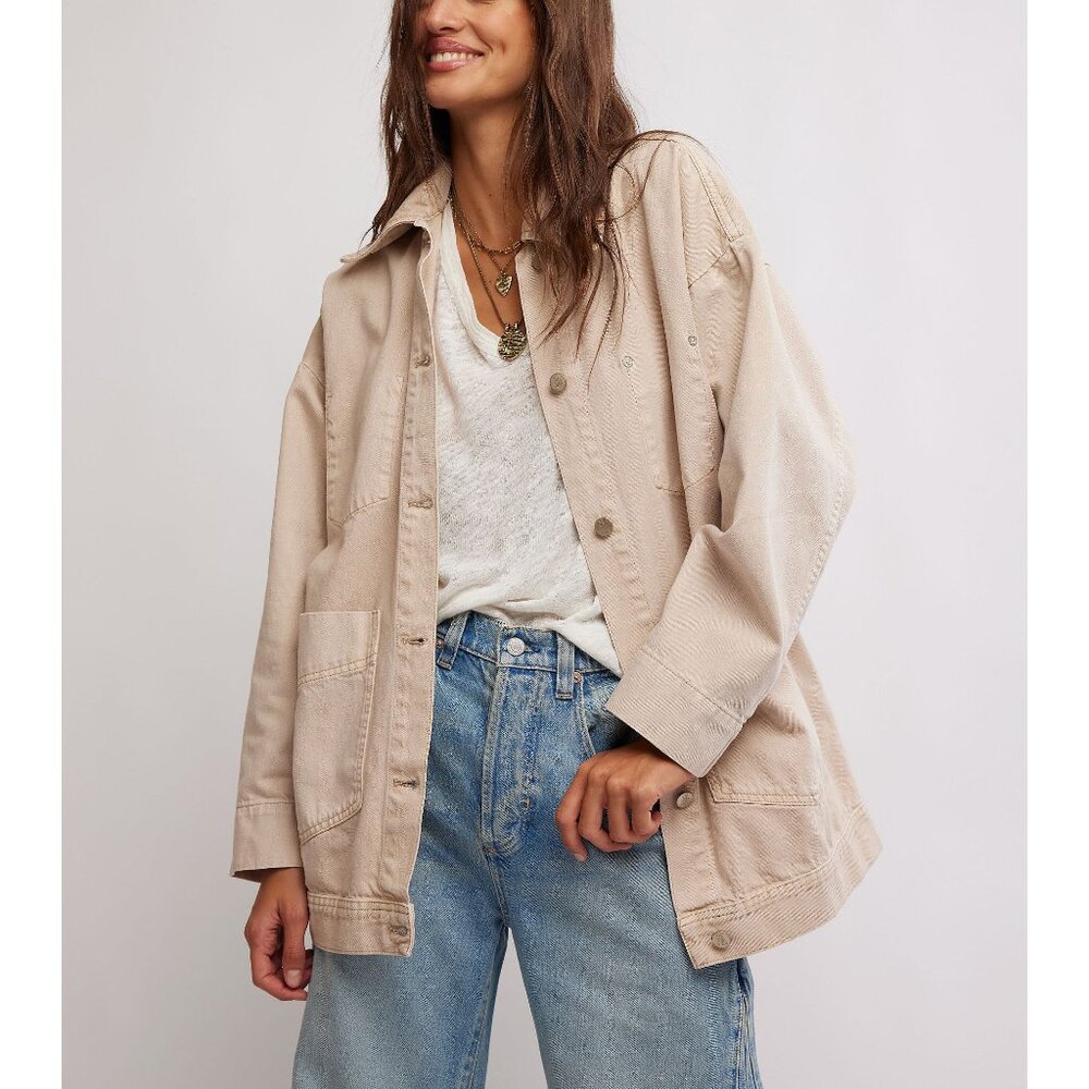 🆕 FREE PEOPLE We The Free Avery Denim Jacket / Softest Sand